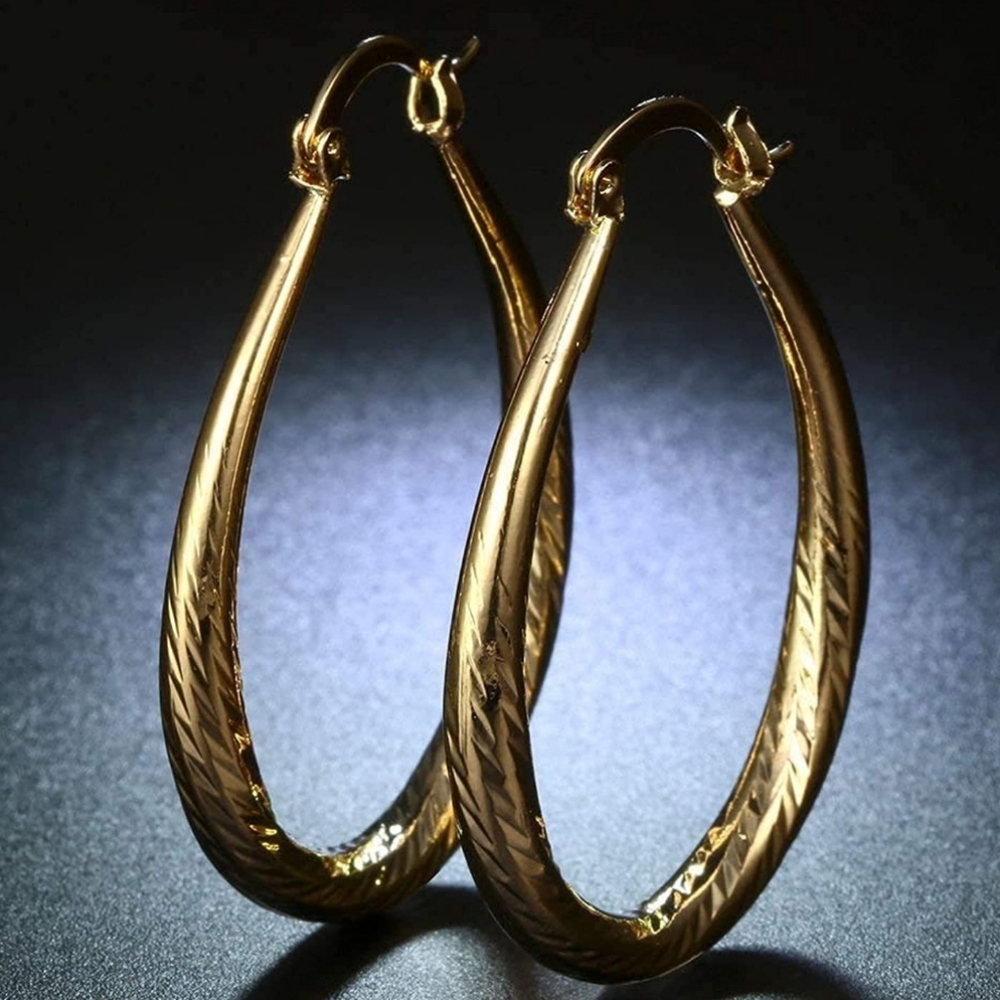 Gold Tone Hoop Earrings - Picture 2 of 4